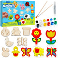 Wooden Magnet Painting Craft Kit, 12-Piece Nature Shape Set with Six Paint Tubs, Brushes and Glitter Pen — image 16