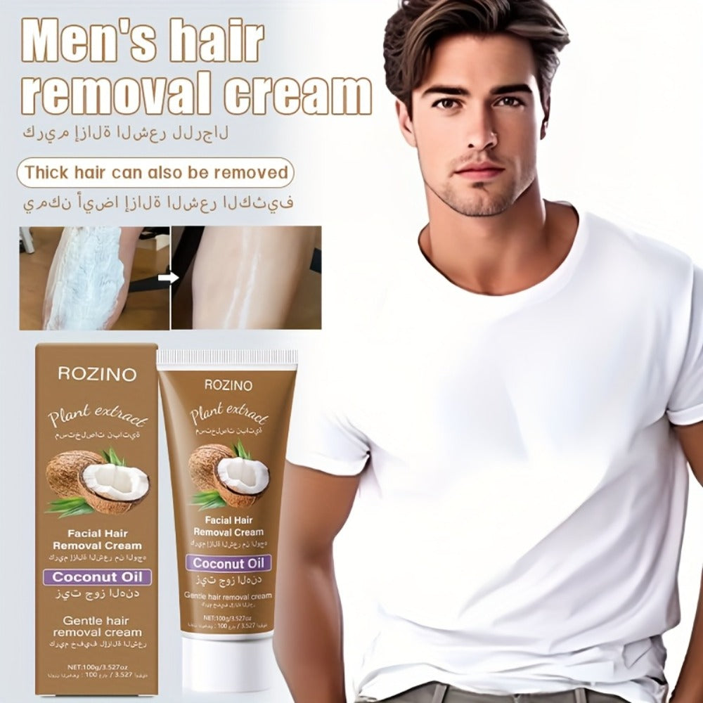 Hair Removal Cream ROZINO 100g Coconut Tube with Carton for Women’s External Body Grooming Routine — image 9