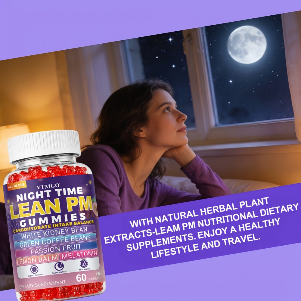 Sleep Gummies with Melatonin, Lemon Balm & Passionflower, Night Time Lean PM Formula, White Kidney Bean — image 14