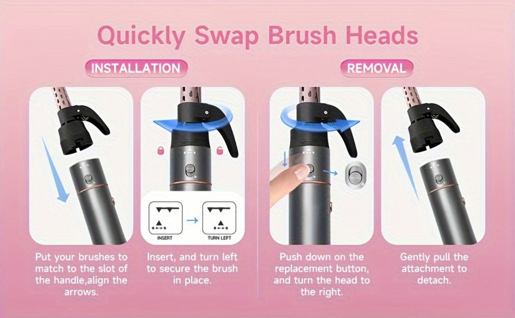 5-in-1 Hot Air Styling Comb Set Negative Ion Hair Dryer Brush with 5 Interchangeable Heads, for Home, Travel and Salon Hair S