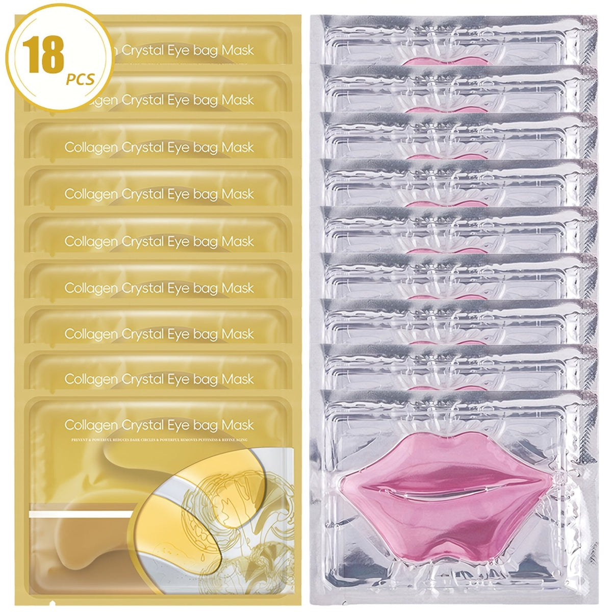 Hyaluronic Acid Eye & Lip Mask Patches, Overnight Sleeping Mask Set for Deep Moisture, Anti-Dry, Plumping & Smoothing — image