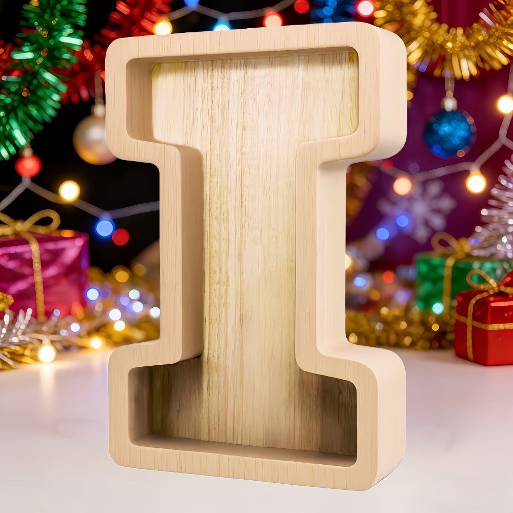 Alphabet Letter Piggy Bank A-Z Wooden Coin Bank Large Capacity Transparent – Personalized Savings Box for Kids | Back to Scho