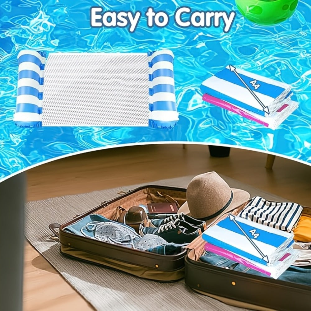 Striped Mesh Pool Float Hammock Set with Five- or Eight-Pack Colorful Options for Seated or Reclined Pool Use — image 14