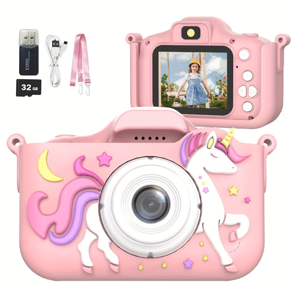 Kids Digital Camera with Rear Screen, Cartoon Unicorn or Dinosaur Shell and Pink, Purple, Blue or Green Options — image 2