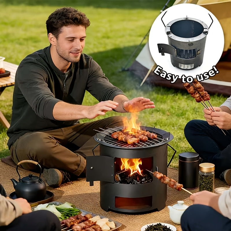 Wood Burning Stove, Portable Camping Charcoal BBQ Cooking Tea Heating for Grilling, Camping and Outdoor Meals — image 5