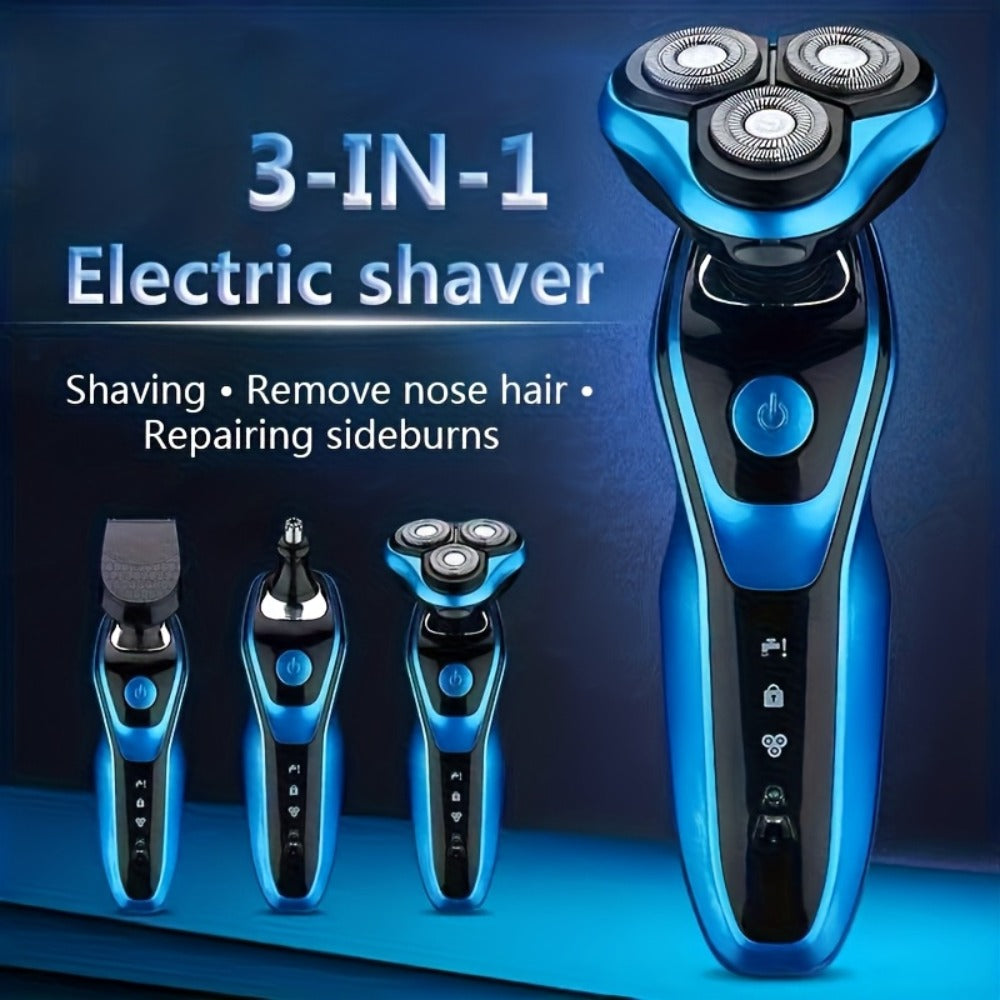 Electric Shaver 3-in-1 Floating-Blade Kit with Nose and Sideburn Trimmers, USB Charging and Digital Display — image 2