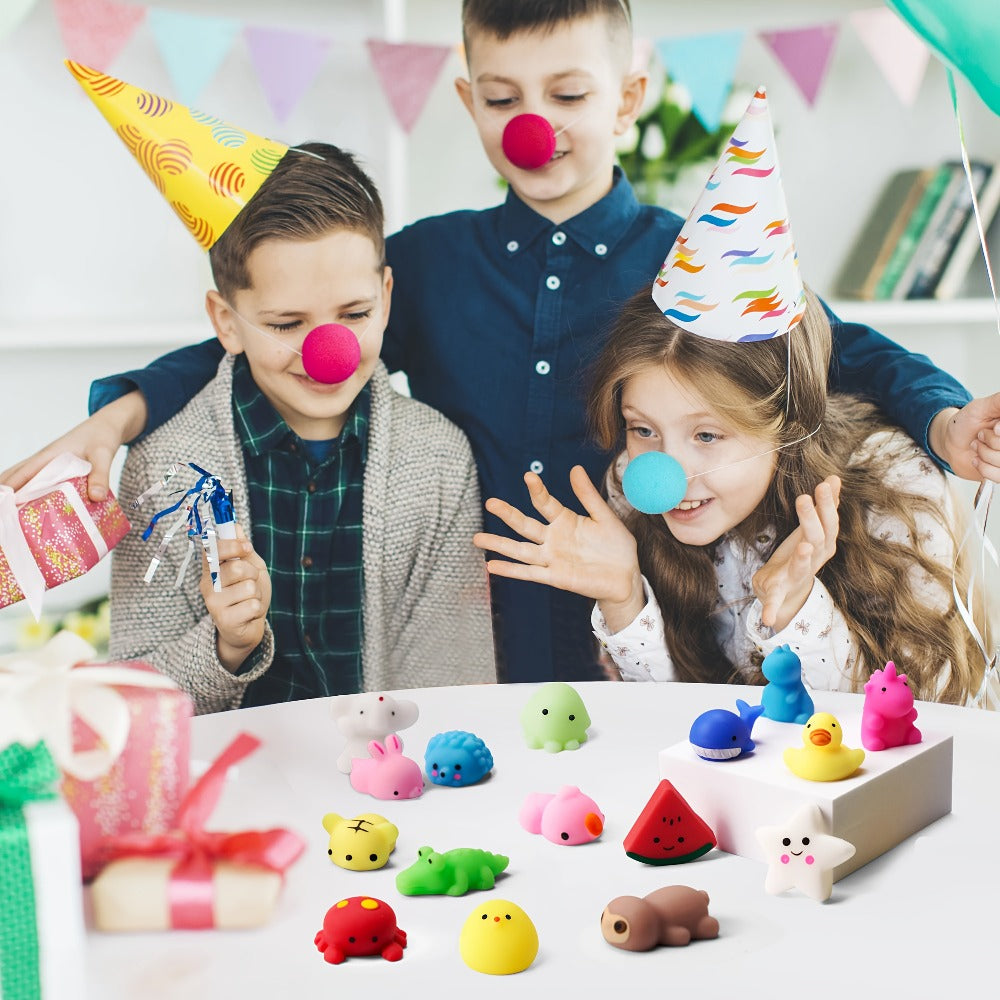 25-Piece Mini Mochi-Style Squishy Toy Set with Assorted Animal and Fruit Shapes from 1 to 1.38 Inches — image 6