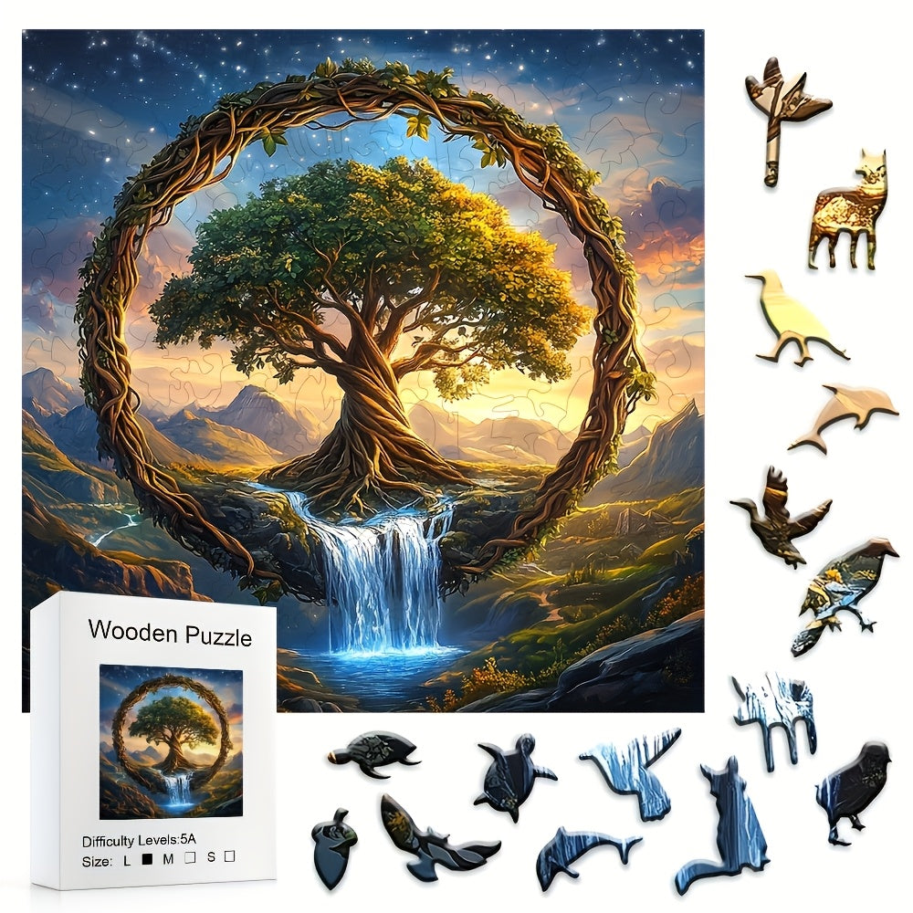 Tree of the Universe Wooden Jigsaw Puzzle with Irregular Pieces and 11 x 11 Inch Pictured Display Size — image 7
