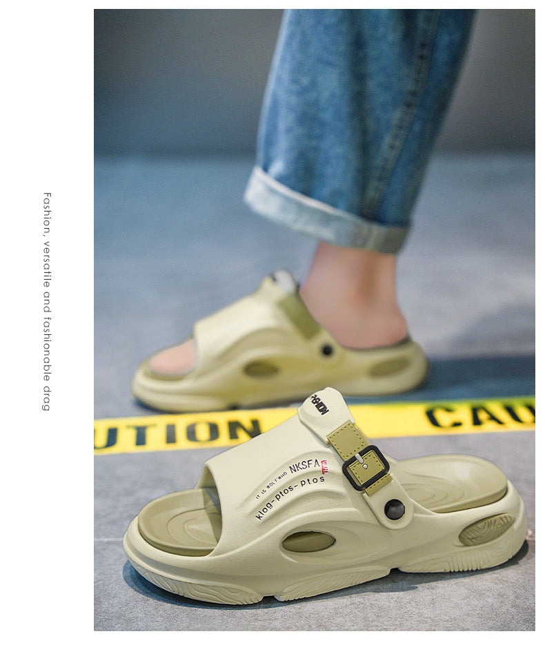 Mens Summer Outdoor Slippers With A Non-slip Step-on-poop Feel