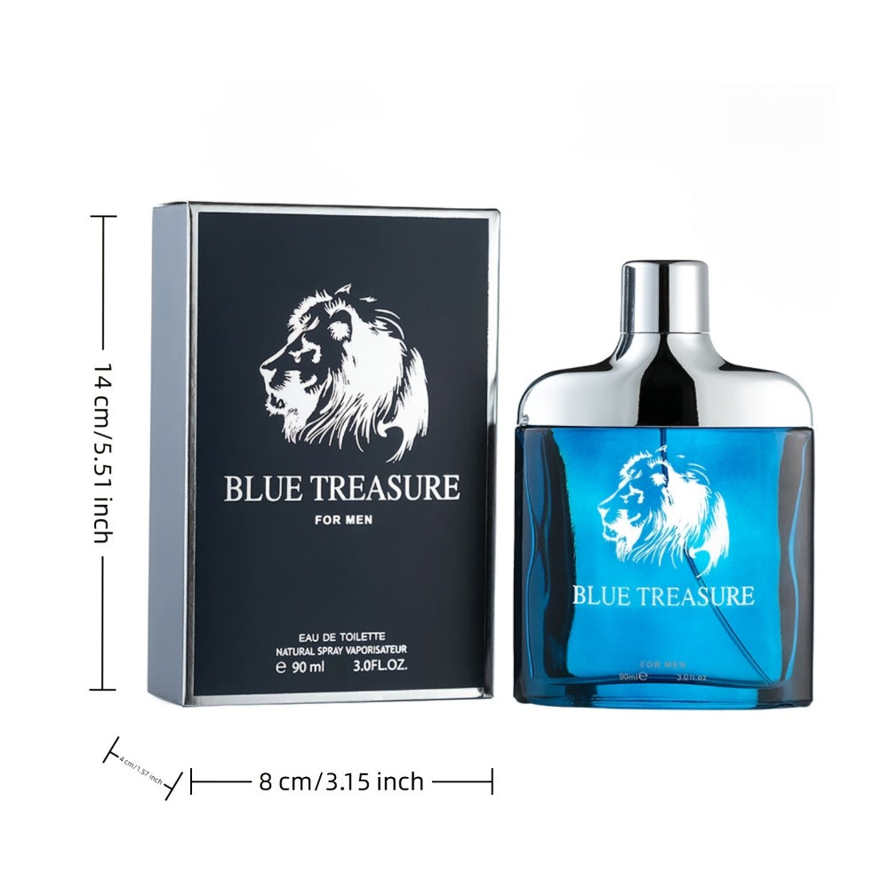 Eau de Parfum Men 90ml Cologne Spray Deep Blue Aquatic Scent Luxury Fragrance for Daily Wear Date Night Holiday Gift for Him 