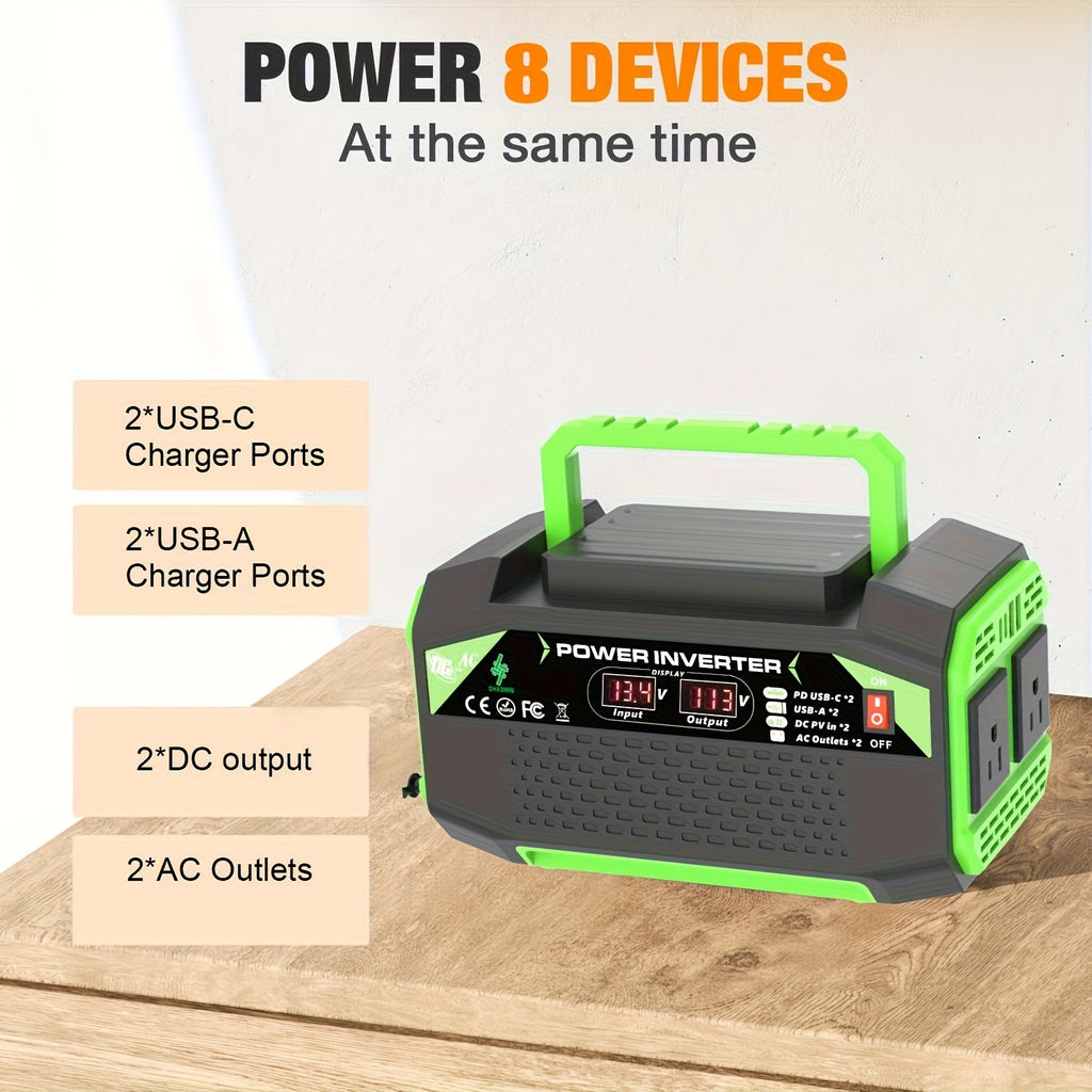 Portable 12V DC to 110V AC Power Inverter with 400W to 1000W Model Labels, Display and Carry Handle — image 5
