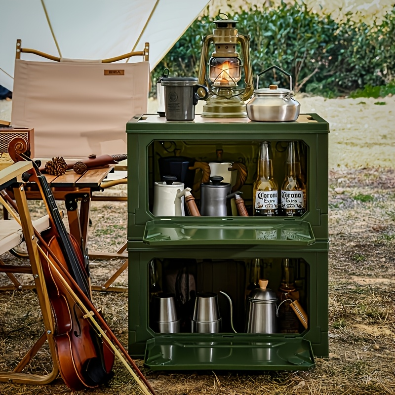 Folding Storage-Box Table with Five Access Doors and Wood-Look Top in One- or Two-Piece Color Options — image 9