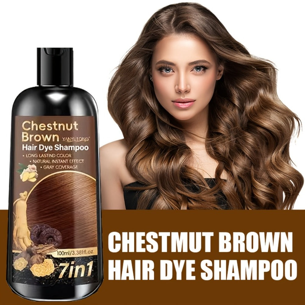 Hair Color Shampoo, YANYUTONG 7-in-1 100ml Bottle with Brown, Chestnut Brown or Black Options — image 12