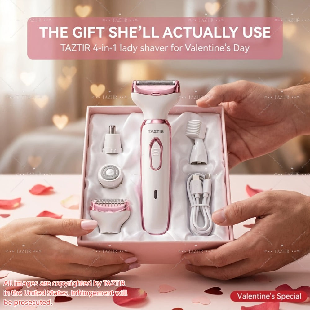 4-in-1 Electric Shaver for Women Rechargeable Wet & Dry Painless – Face Nose Legs Underarm Bikini Trimmer Portable Cordless G