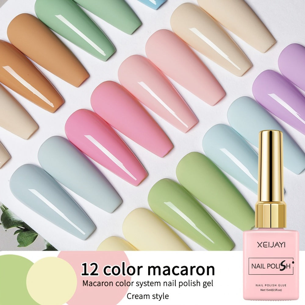 Gel Nail Polish Set with XEIJAYI Label, 12 Candy Macaroon Gel Colors in 0.51oz Square Bottles — image 7