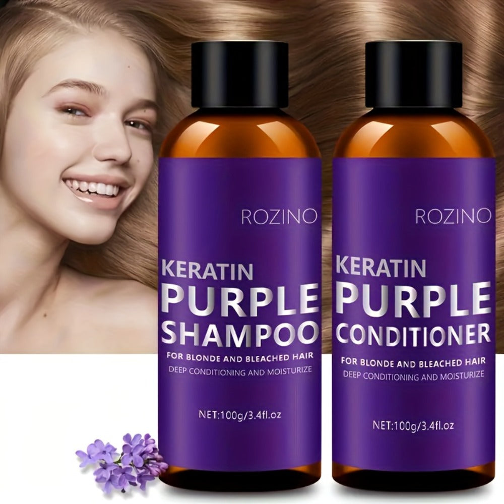 ROZINO-Labeled Purple Shampoo and Conditioner Two-Piece Set in 100g Bottles with Matching Presentation Box — image 1