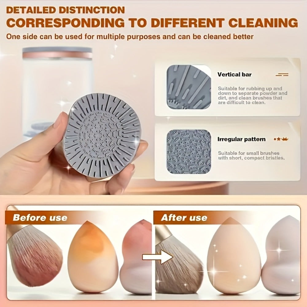 Electric Makeup Brush Cleaner & Dryer USB Powered Automatic Spinner Fast Drying Odorless Transparent Design Dual-Section Brus