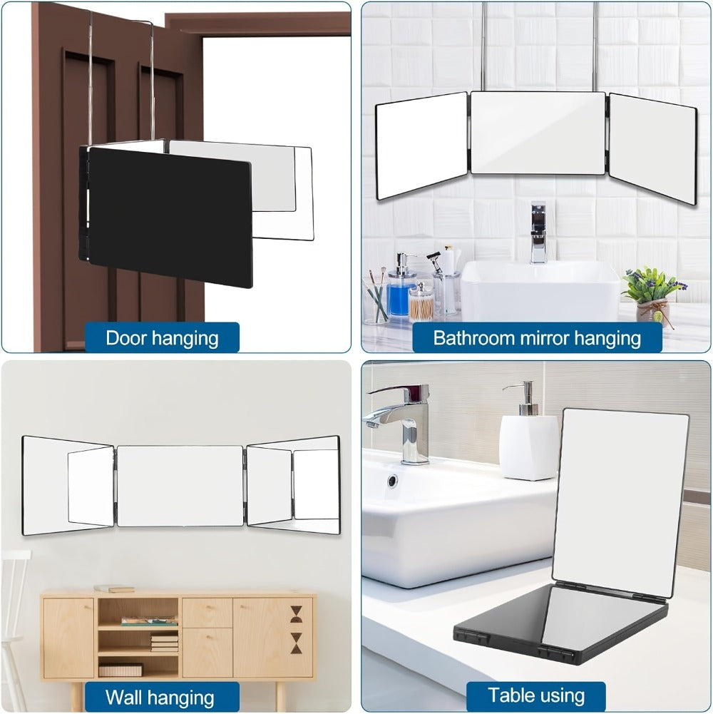 Multi-Panel Hair Cutting Mirror with Telescoping Door Hooks, 49.8-Inch Open Width and Two Fixed Nails — image 12