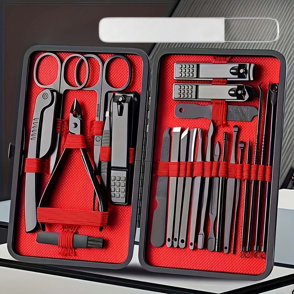 Nail Grooming Tool Case with 10-, 17- or 24-Piece Set Options and Black-and-Red Interior for Home and Travel — image 14
