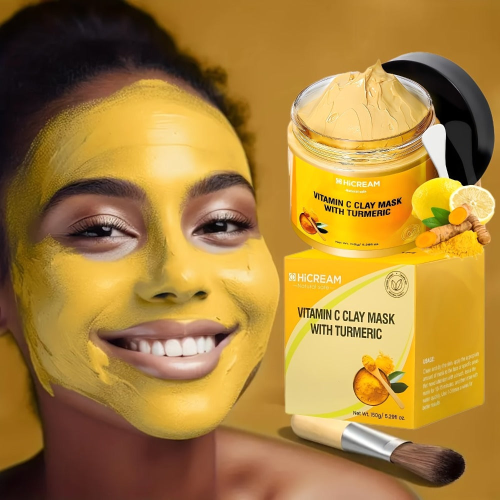 Vitamin C & Turmeric Clay Face Mask 5.29oz / 150g for Bath Time, Home Spa and Personal Care — image 1