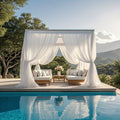 Four-Piece White Sheer Outdoor Curtain Set with Rod-Pocket Top and 152 x 304 cm Panel Size — image 1