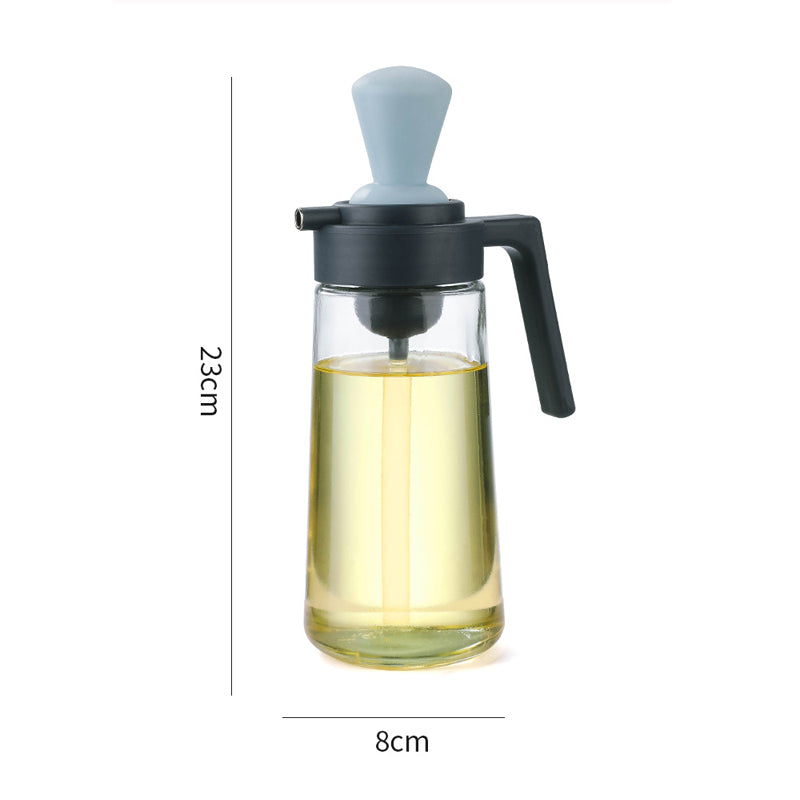 Household Kitchen Sauce Bottle Press Spice Jar Multi-functional Two-in-one Glass Oiler Containing Silicone Brush