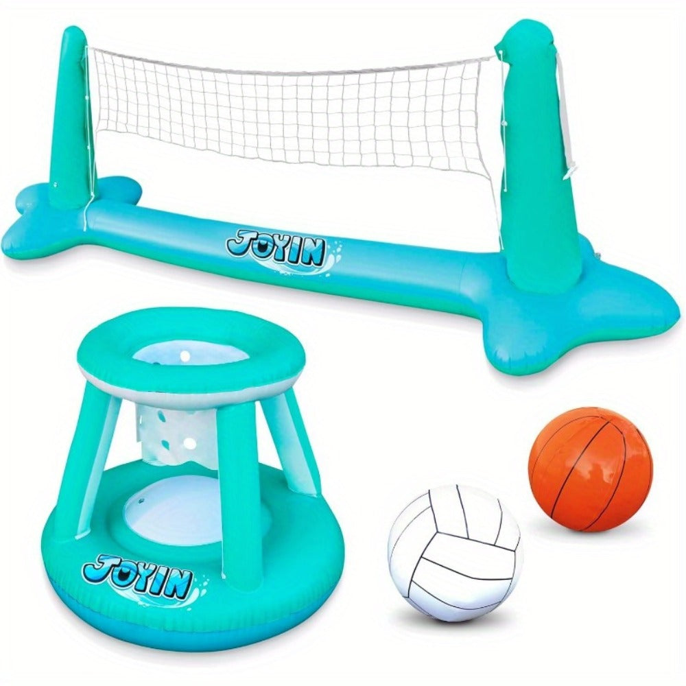 Inflatable Pool Volleyball Set with Basketball Hoop, 2-in-1 Floating Net Court Game for Kids & Adults — image 4