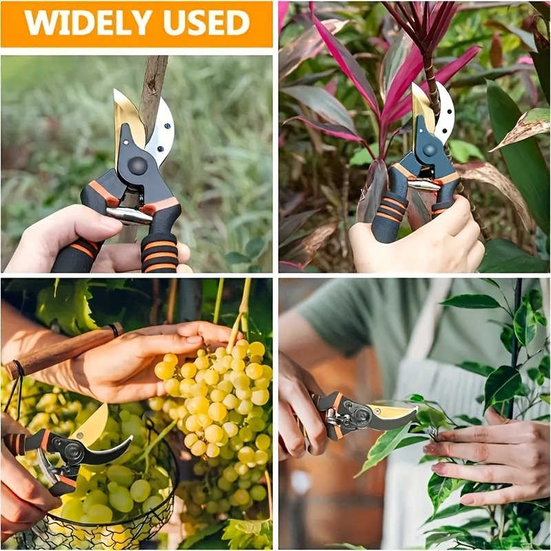 Titanium Pruning Shears 8.5 Inch T13 – Ultra-Sharp Bypass Garden Scissors, Ergonomic Black & Orange Handle — image 4