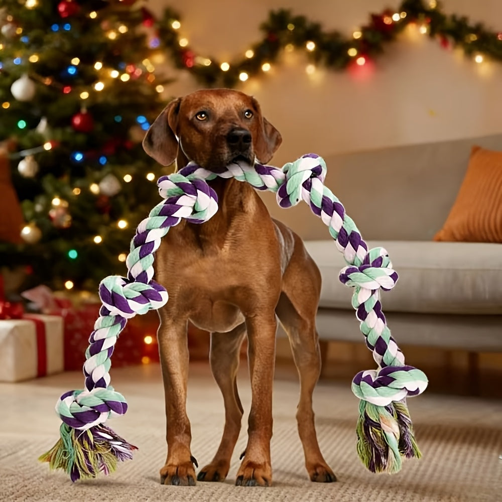 Dog Toy Six-Knot Twisted Rope Bone in Two Colorways for Tug, Fetch and Chew Play with Medium or Large Dogs — image 1