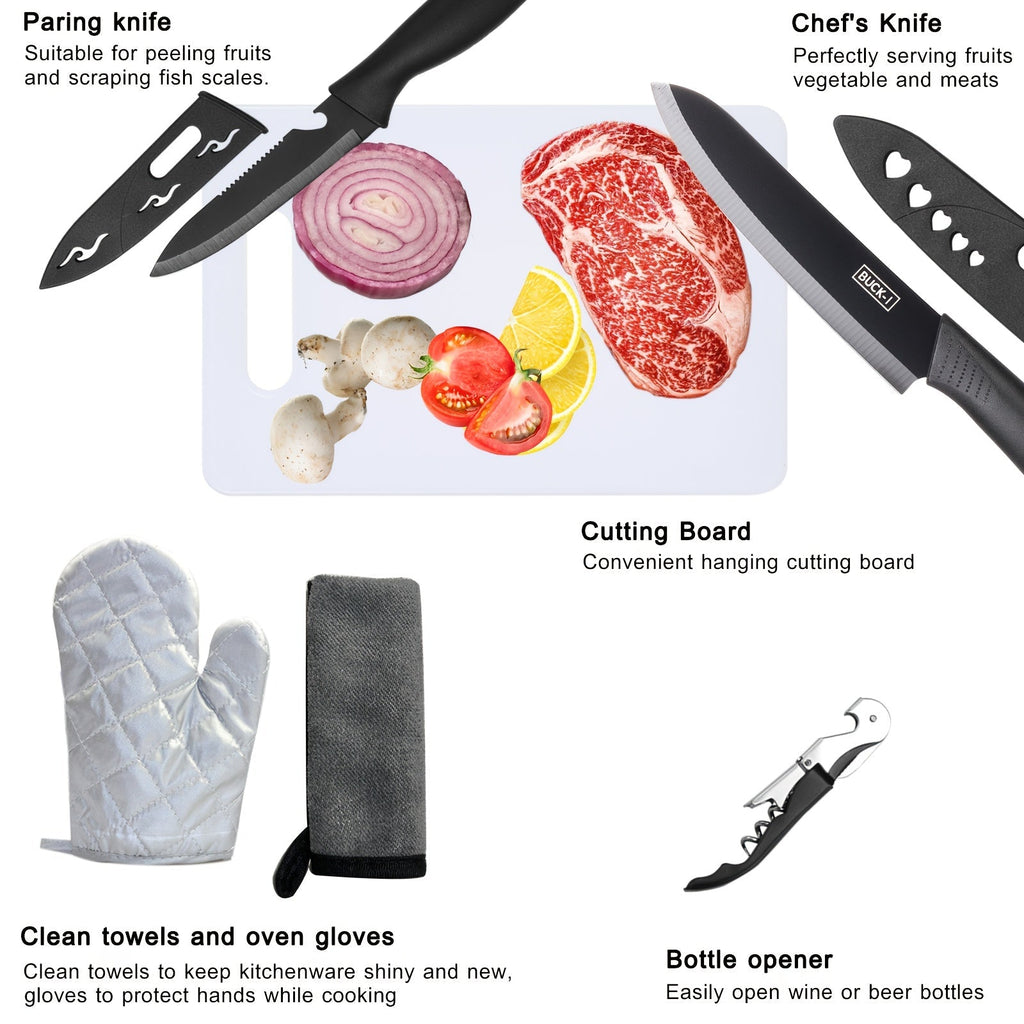 Camping Cookware Set, 31-Piece 304 Stainless Steel Camp Kitchen Tool Kit with Knives, Board and Organizer Bag — image 2