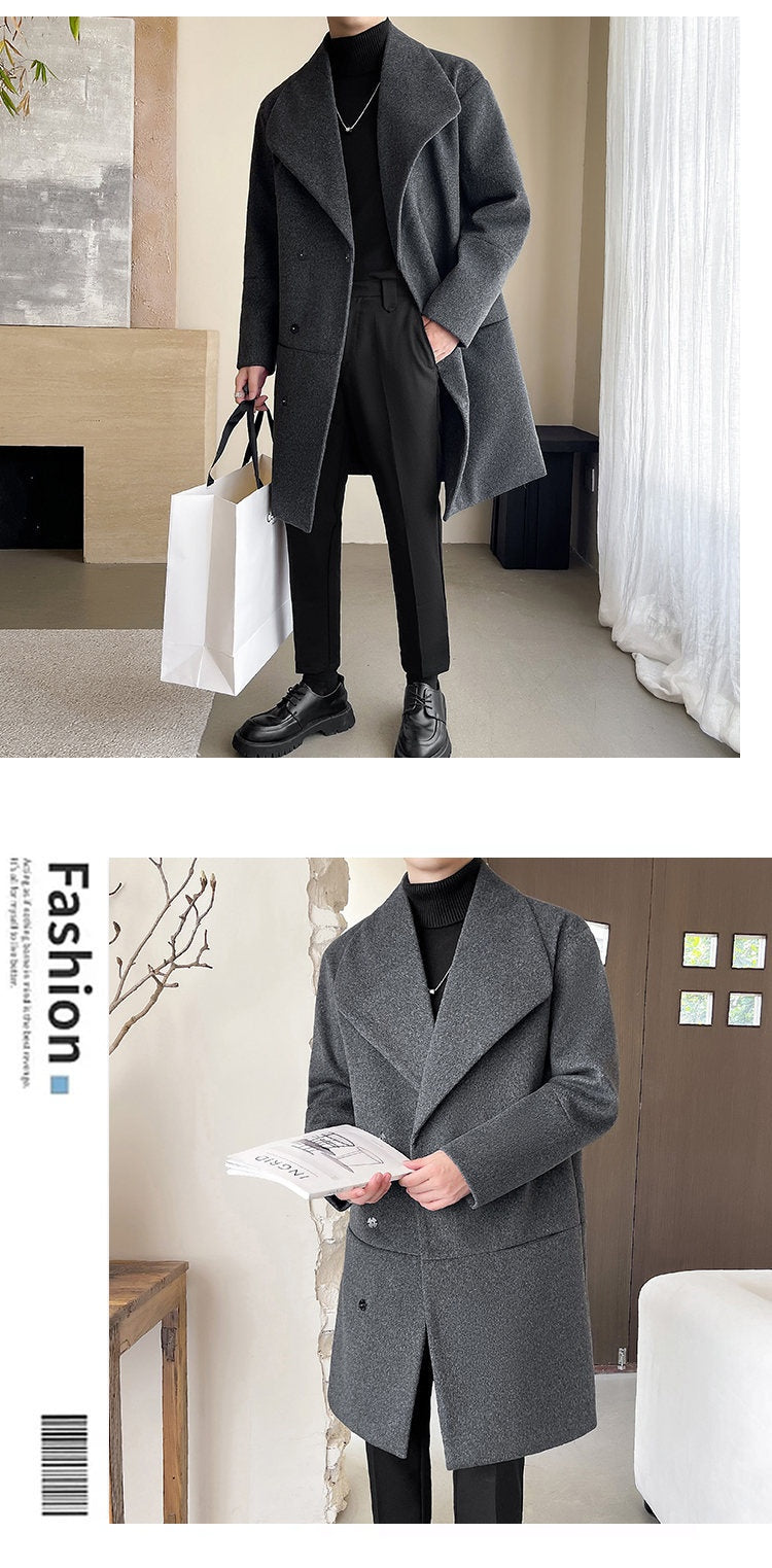 Men's Cotton-padded Mid-length Woolen Coat