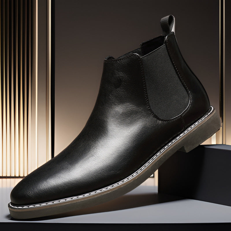 Youth Pointed Ankle Boots Large Size Men's Leather Boots
