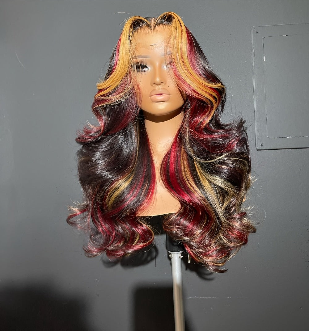 Lace Front Wig 28in Body Wave Highlight Style with 13x4 HD Lace, 180% Density, Combs and Strap — image 10