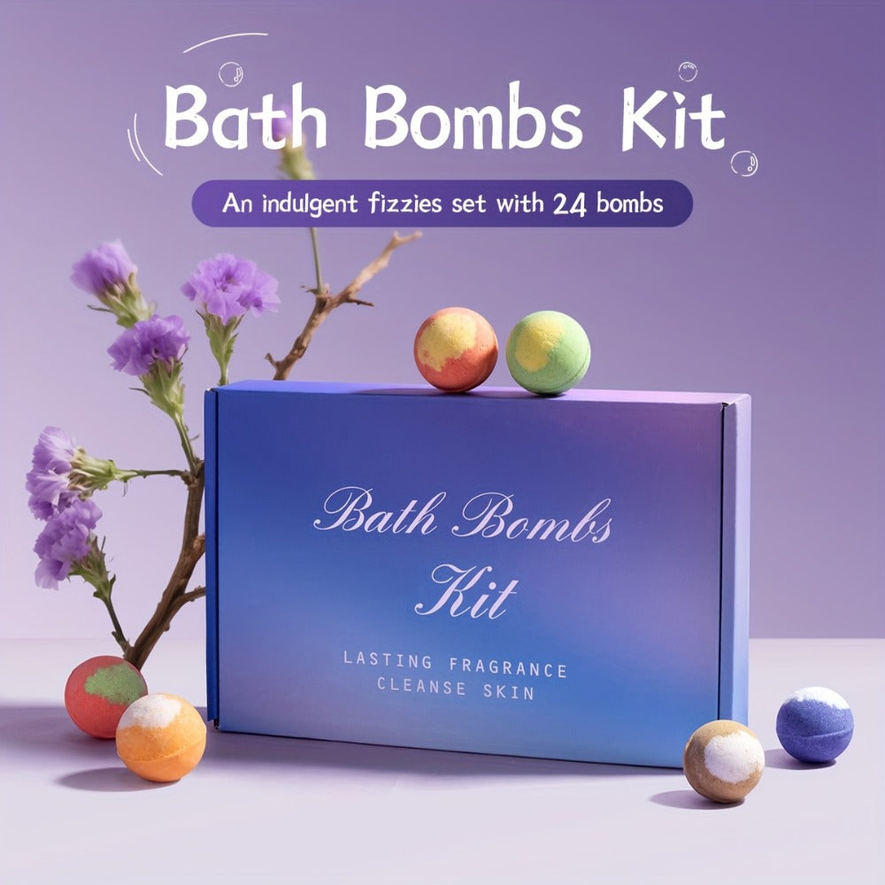Bath Bombs, 24-Piece Essential Oil Gift Set with 20g Round Fizzers, Assorted Colors and Fragrance Styles — image 12