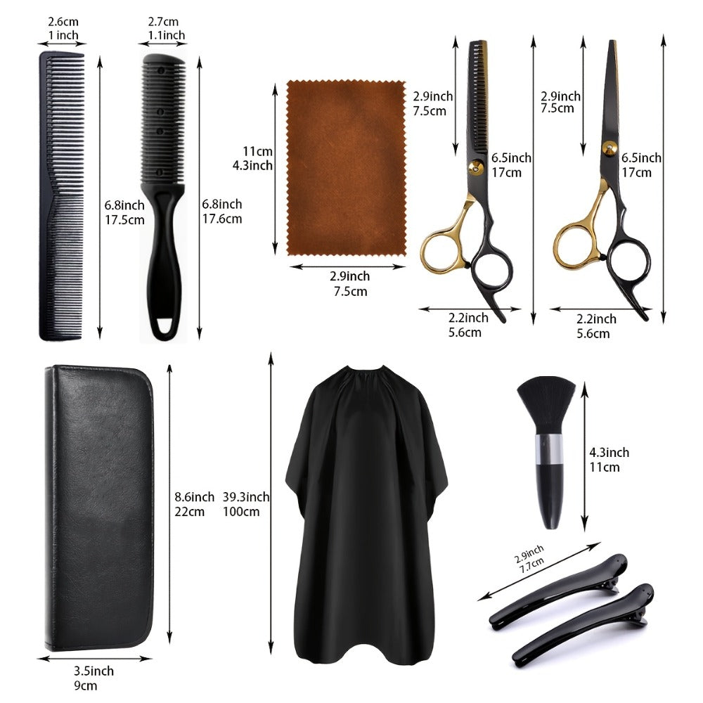 Hair Cutting Scissors Kit 13 Piece – Professional Barber Shears Set with Thinning Shears, Blending Scissors & Accessories — i