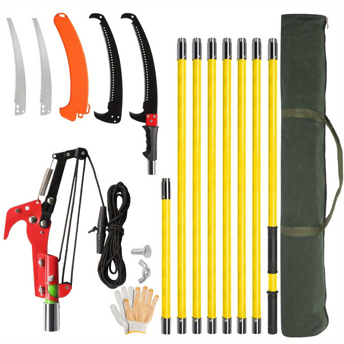 Extendable Pole Saw 26ft 2-in-1 Manual Tree Pruner, High Reach Branch Trimmer with Pruning Saw & Rope Cutter for Yard & Garde