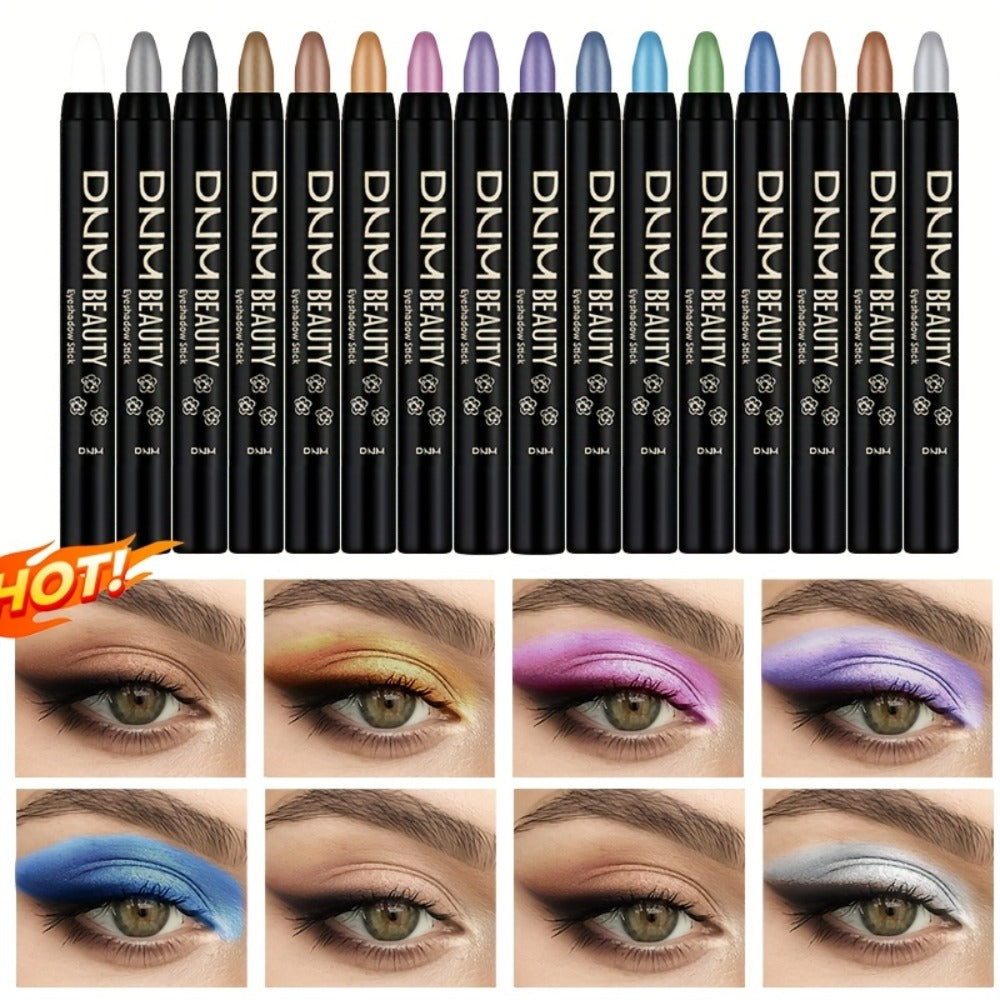 Gel Eyeshadow Stick Pencil Set 16 Colors Pearl Shimmer Matte Blendable Eye Makeup Crayons, for Makeup, Travel and Everyday Va