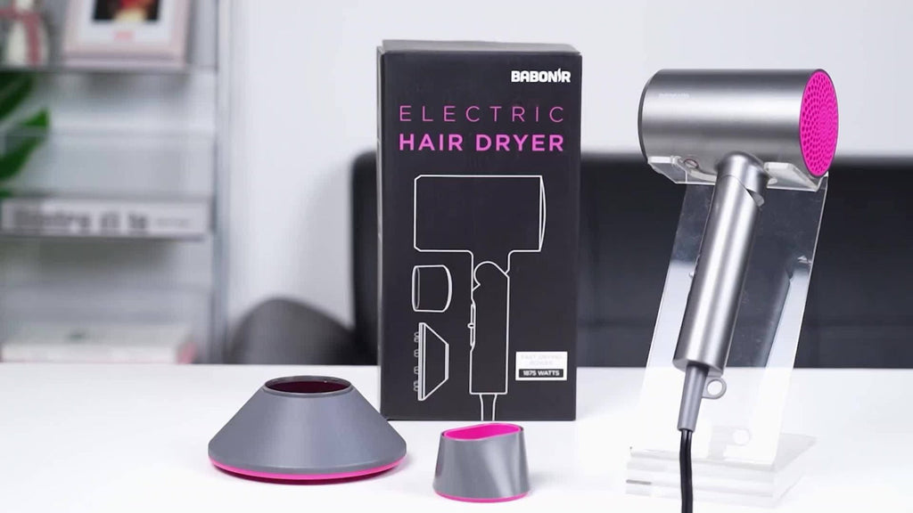 FZ201-Style 1875W Hair Dryer with Circular Rear Intake, Gray or White Finish and Three Pictured Attachments — image 12
