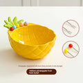 Pineapple-Shaped Ceramic Fruit Bowl with Stainless Steel Fork Set
