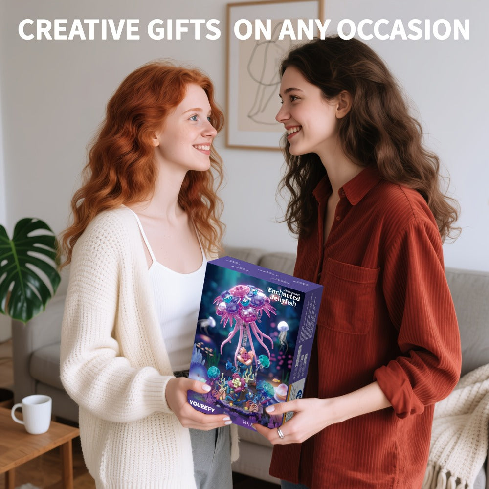 526-Piece Jellyfish Building Block Model with Ocean Scene Base and Pictured 27 cm Display Height — image 9