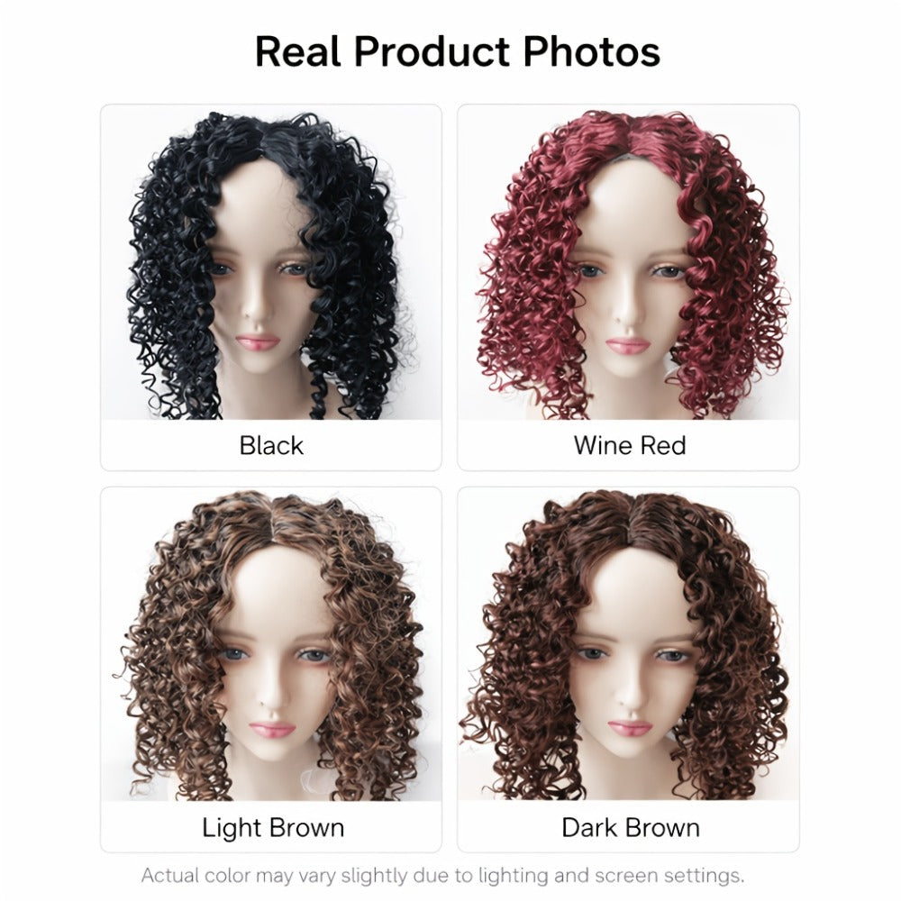 Synthetic Wig 14-Inch Deep-Wave Curly Bob with Glueless Rose Net Cap in Four Colors for Daily Style — image 9
