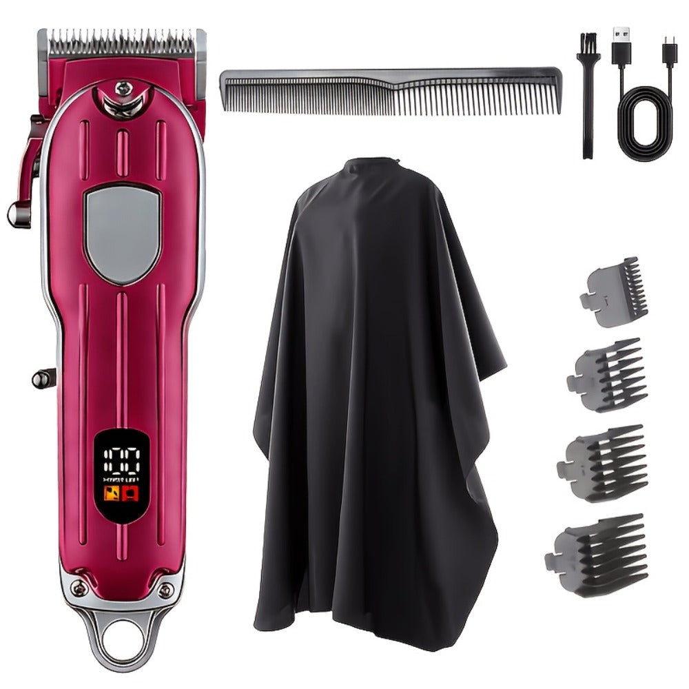 Barber Hair Clipper Kit for Men – USB Rechargeable Digital Size Adjustment, Complete Set with Scissors & 4 Limit Combs — imag