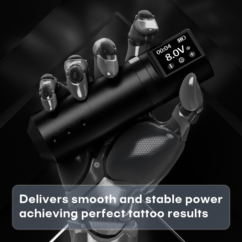 Wireless Tattoo Machine Kit Complete - POSEIDON V5 Rotary Pen with LCD Screen 1500mAh for Temporary Body Art, Festivals and C