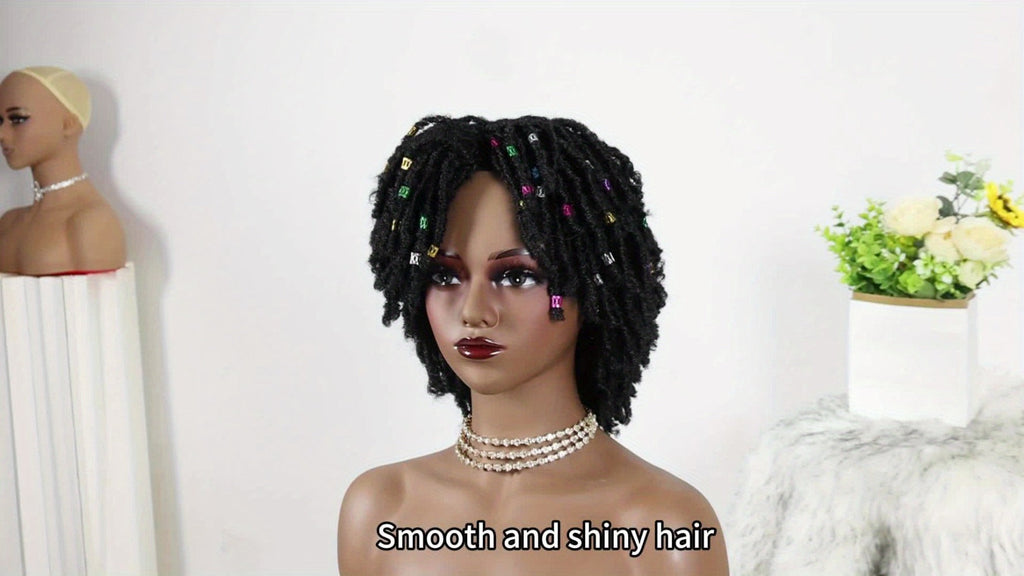 Synthetic Wig 12-Inch Goddess Faux Locs Headband Style with Curly Ends in Three Colors for Festivals — image 10