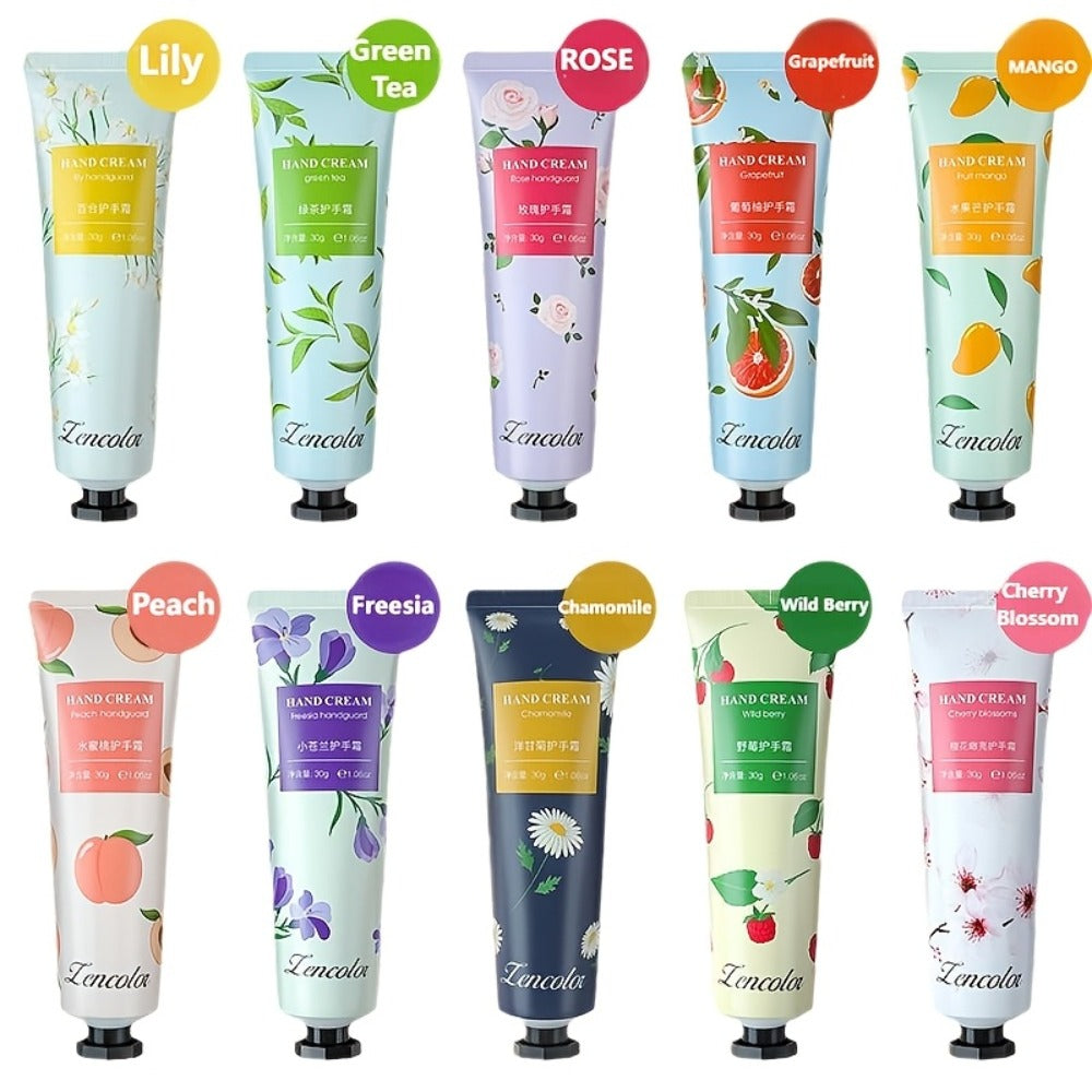 Ten-Piece Hand Cream Gift Box with Botanical and Fruit-Print Travel Tubes in Coordinated Assortment — image 3