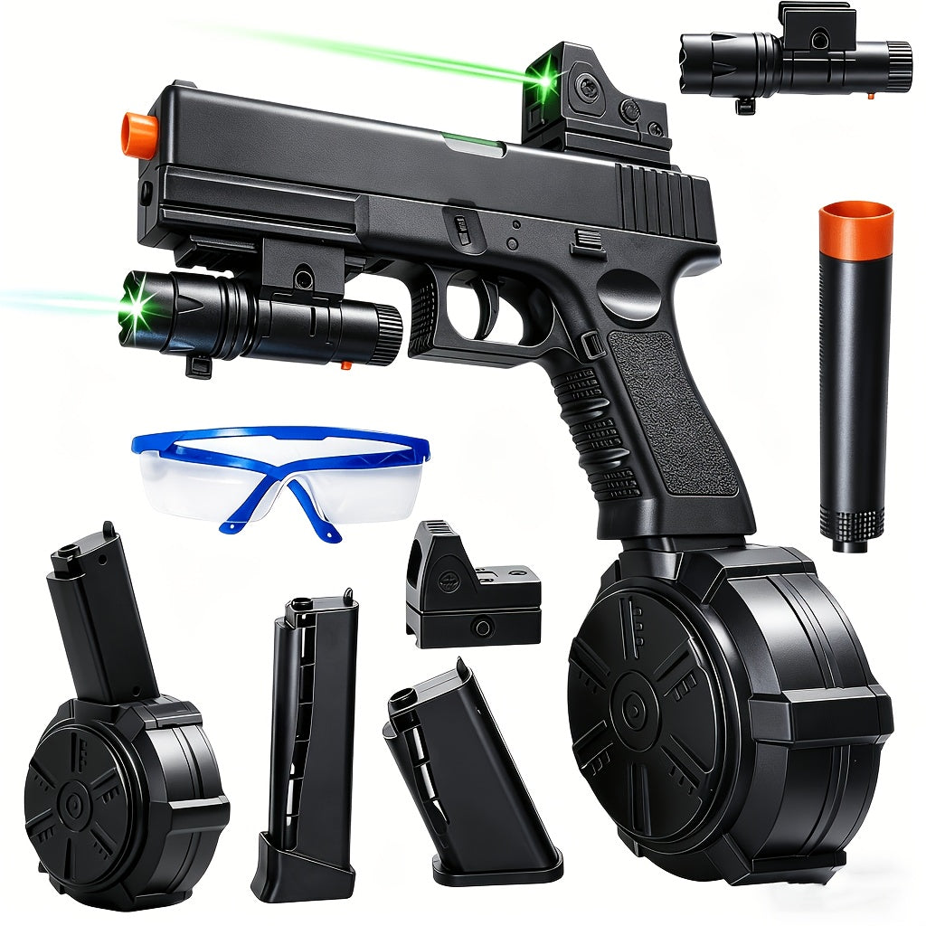 Black Electric Gel Blaster Set with Three Magazine Styles, Sight, Flashlight, Goggles and Charging Cable — image 9