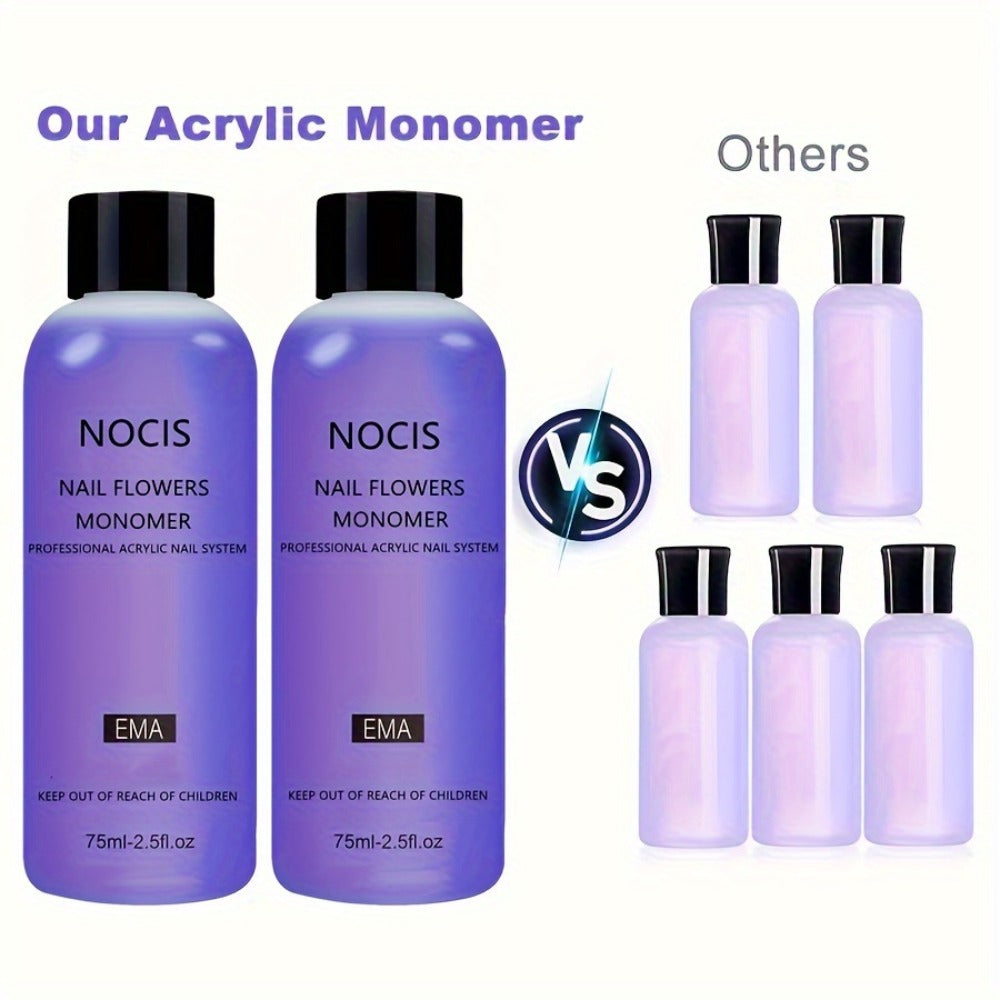 Acrylic Liquid Monomer 2 Pack 2.54oz Each Odorless Crystal Formula for Salon-Quality Nail Extensions for Home and Salon Manic