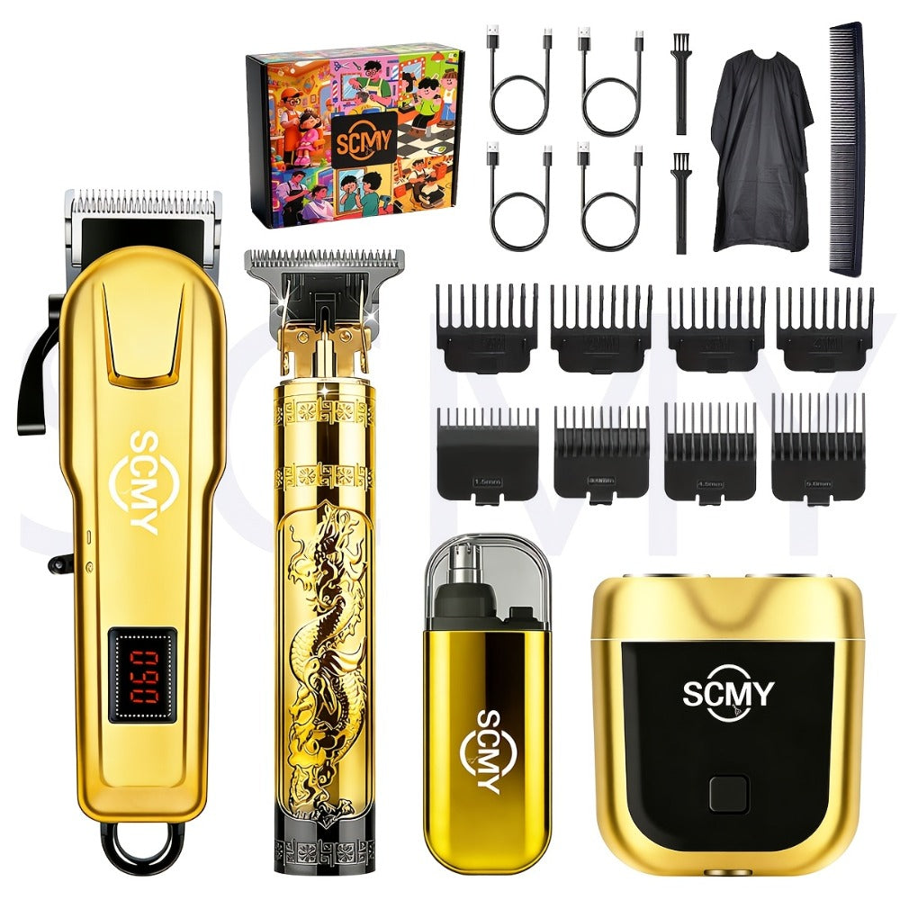 Cordless Hair Clipper Set for Men & Women – Professional Wireless Barber Clippers with T-Blade Trimmer, LED Screen, Adjustabl
