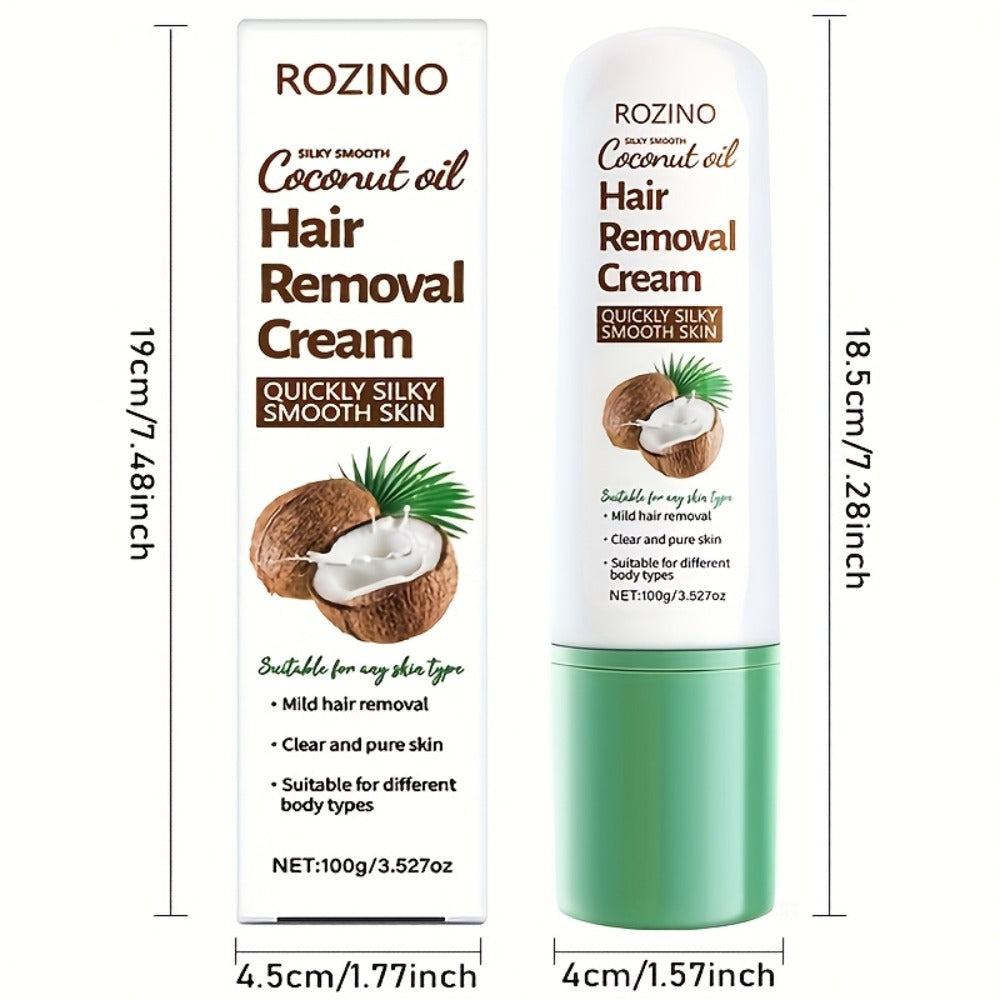 Hair Removal Cream ROZINO 100g Coconut and Squalane Tube with Carton for External Body Grooming — image 3