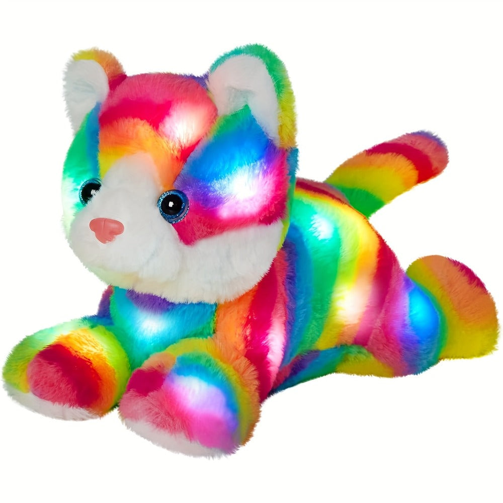 Plush Toy Rainbow Cat with LED Glow and Optional Music for Colorful Kawaii Room Display and Gifting — image 4